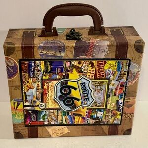 MasterPieces Route 66 1000 Piece Puzzle Vintage Suitcase Box Complete w/ Poster